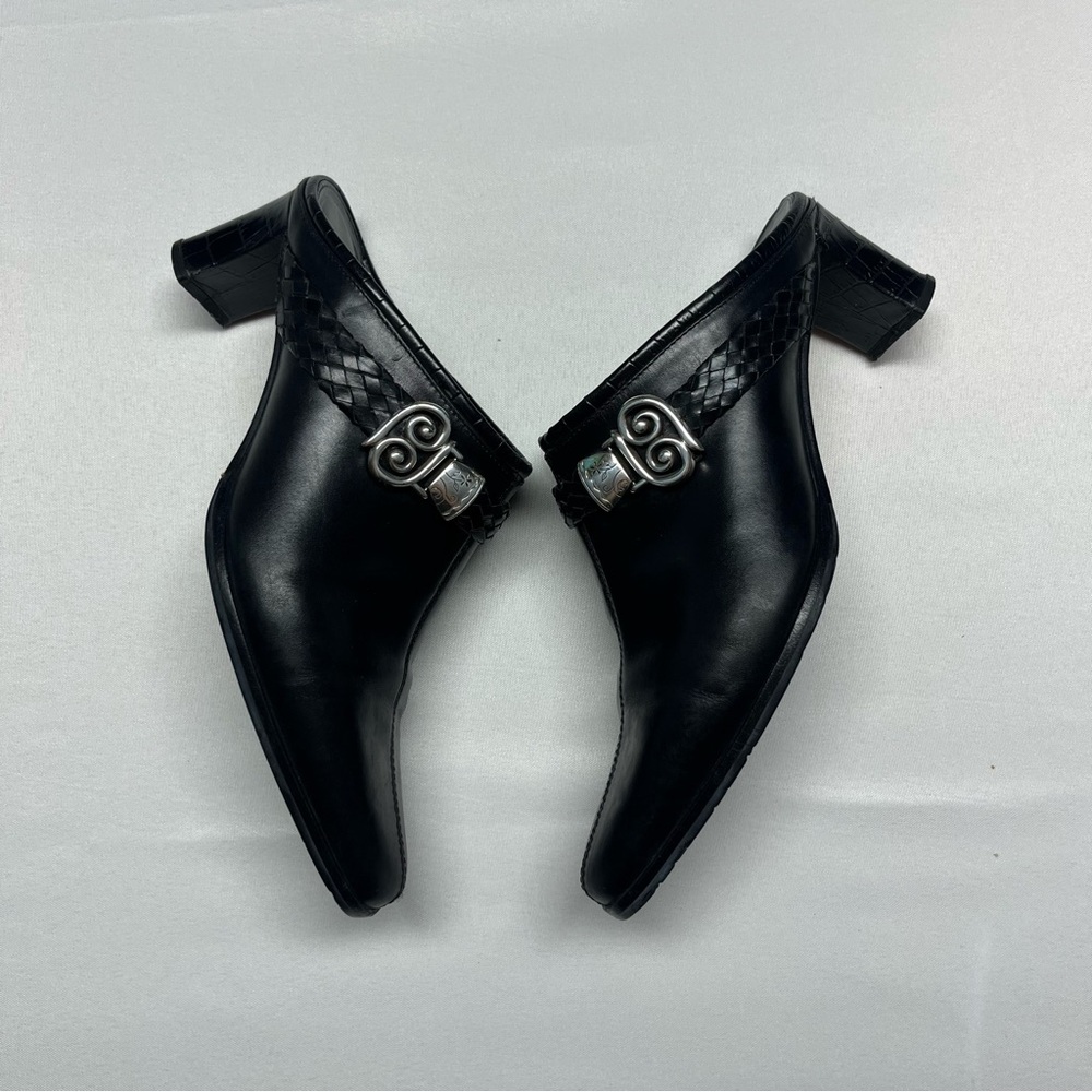 Brighton Western Black Leather Heeled Mules Sz 6.5 - Picture 4 of 9